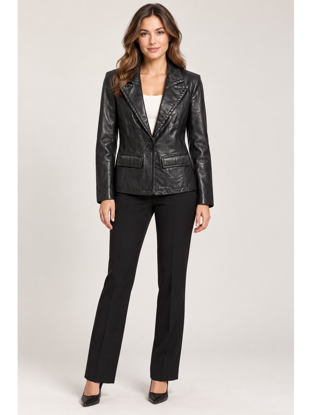 Adler Collection Black Leather Blazer